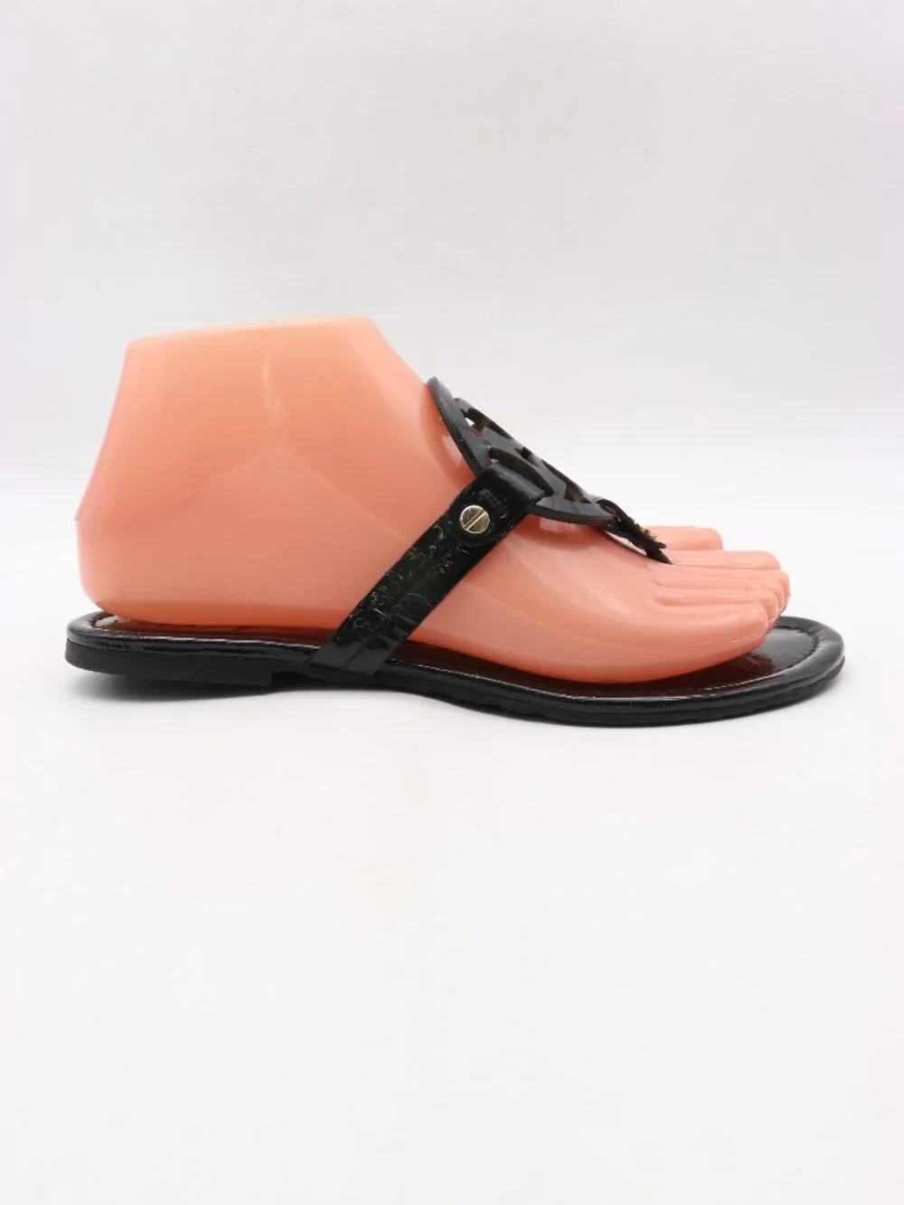 Tory Burch Miller Sandals Women's Size 6 M Patent Leather Black Casual Shoes
